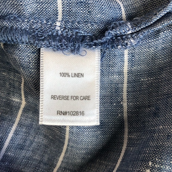 Garnet Hill 100% Linen V-Neck Boxy Tee Short Sleeve Cropped Striped Minimalist L - Picture 11 of 11